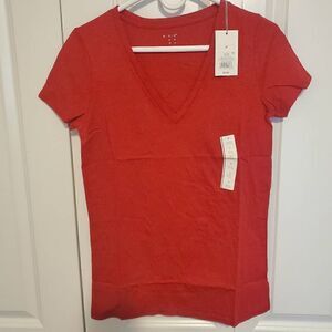 NWT A New Day Red Vneck Cotton Tee Medium